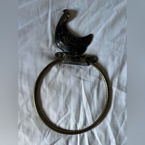 Black and Gold Rooster Towel Ring